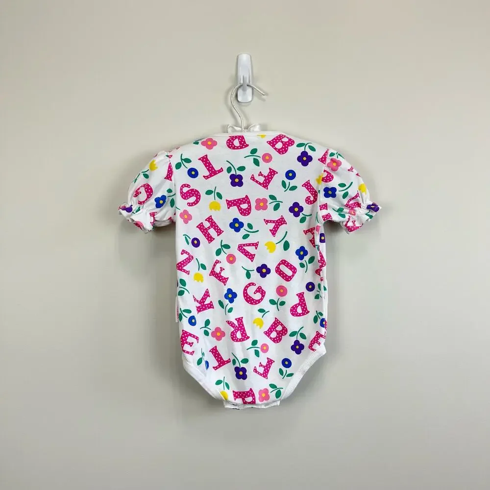 Vintage Healthtex Floral Alphabet Bodysuit 24 Months